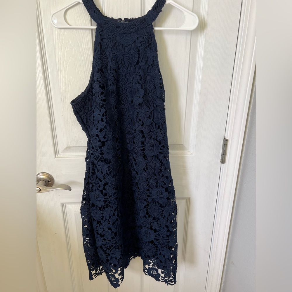 Love Poem Navy Lace Mini Dress